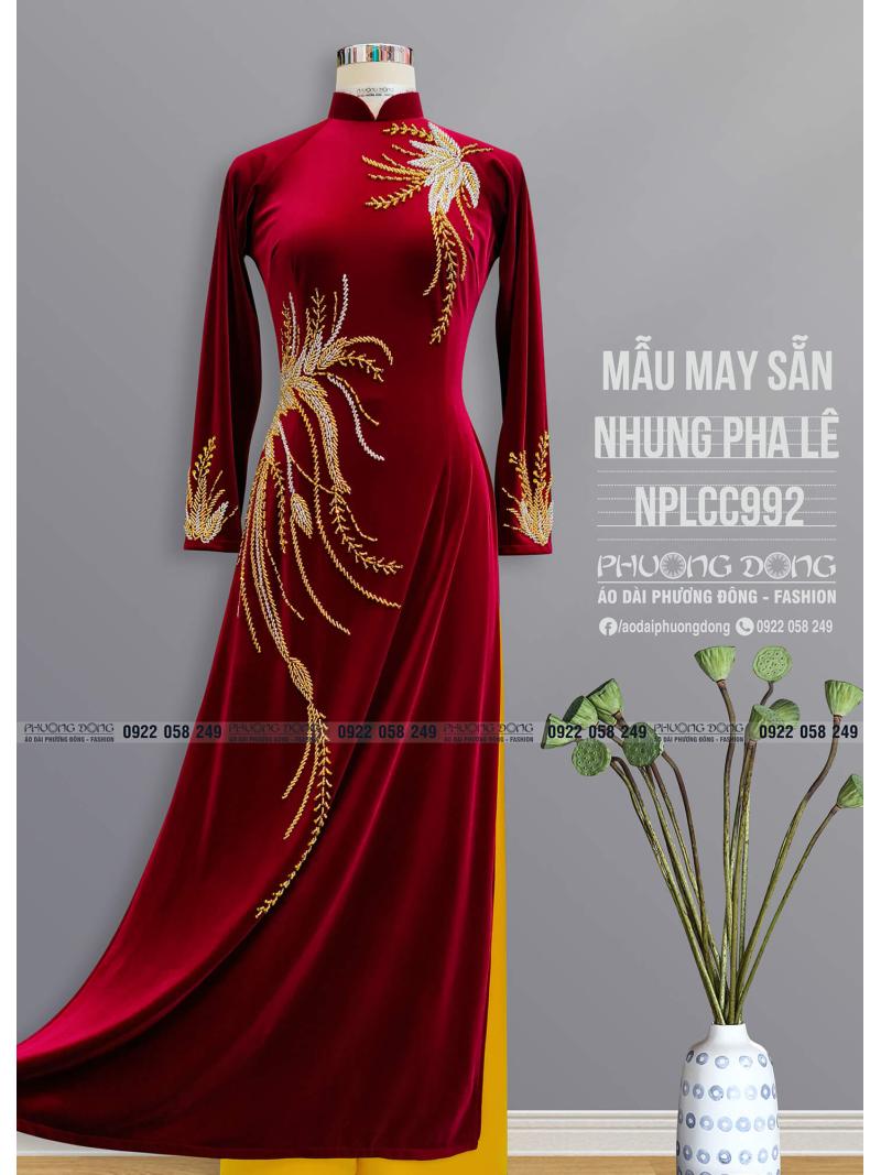 Áo Dài Bà Sui Nhung Đính Đá Pha Lê Cao Cấp NPLCC992